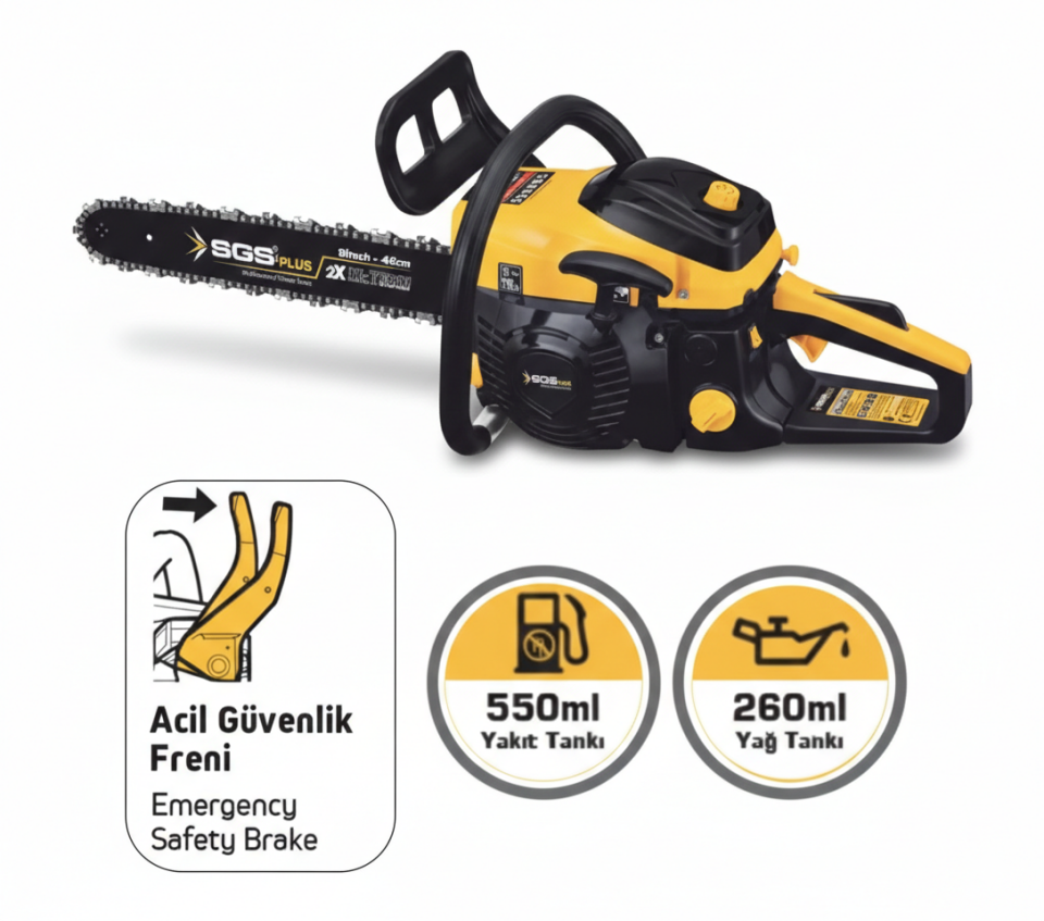 Sgs Plus 52 cc Benzinli Profesyonel Ağaç Kesme Motoru