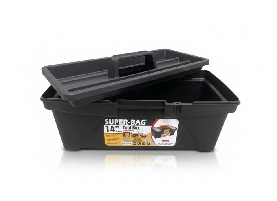 Super-Bag 14” Tool Box, Durable Plastic, Lockable Lid
