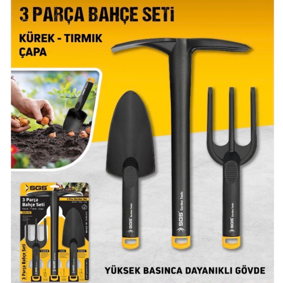 SGS - 3 Parça Bahçe Seti Kürek, Tırmık, Çapa - Hobi Seti