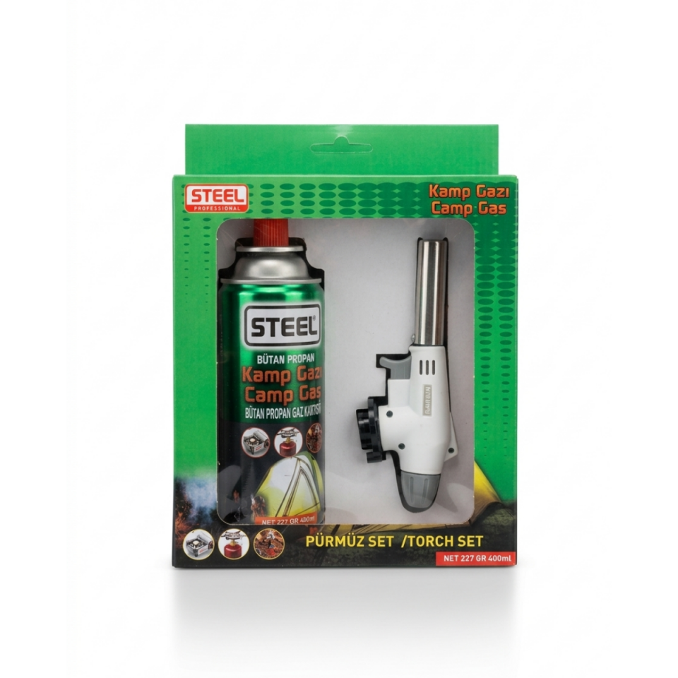 Steel - Kamp Gazı + Pürmüz Seti | Bütan Propan Torch Set