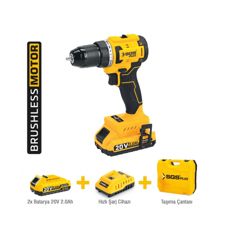 SGS - Şarjlı Matkap Seti 2 Akülü Kömürsüz Motor Vidalama