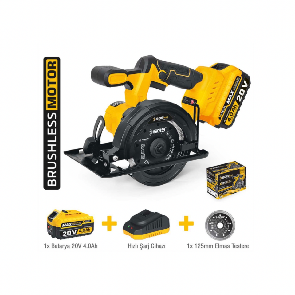 SGS - 20V Akülü Mermer & Granit Kesme Makinesi Seti 125mm