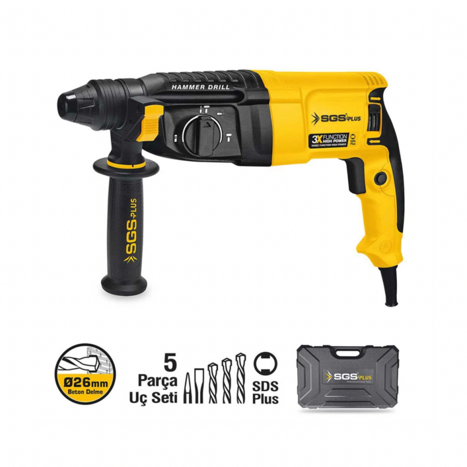 SGS - 800W Kırıcı Delici Matkap 26mm | Profesyonel Beton Delme & Kırma