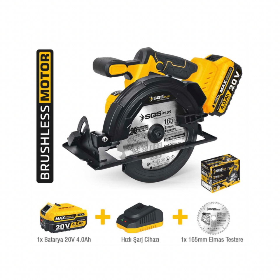 SGS X-Tech 20V 4.0Ah Akülü Sunta Kesme Makine Seti 165mm