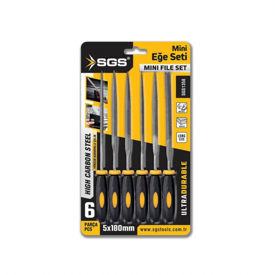 SGS Mini Eğe Seti 6 Parça | 5x180mm Yüksek Karbonlu Çelik